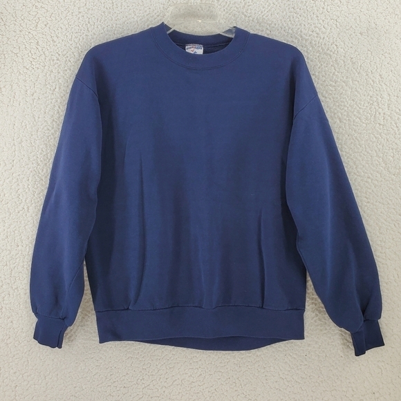 90s Jerzees Blank Sweatshirt Navy Long Sleeve Activewear Fleece Mens XL USA VTG - Picture 10 of 10